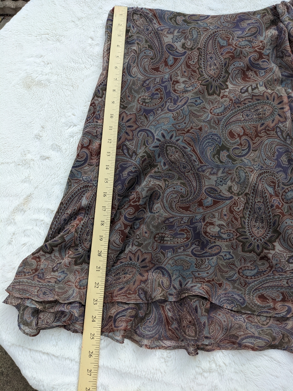Ralph Lauren Paisley Asymmetrical Midi Skirt in Taupe, Rust & Slate - Picture 6 of 10